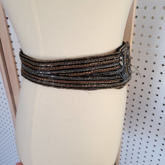 Vintage 80s Beaded Statement Belt Milor Black - Picture 6 of 10